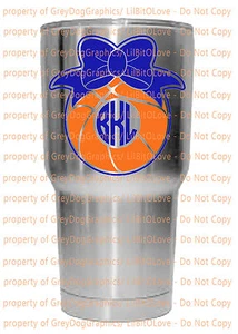Individueller Yeti-Größe Basketball Monogramm Vinyl-Aufkleber Ihre Initialen Schleife Ball Sticker - Bild 1 von 24