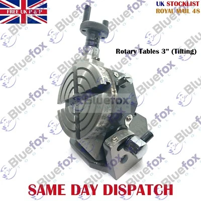 BLUE FOX 3" Inches (75 MM) Tilting Rotary Table (4 Slots) for Milling, Metalworking