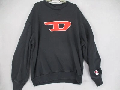 Diesel Jumper Mens Medium Black Red Long Sleeve Crew Fleece Relaxed Sweatshirt - Image 1 of 4