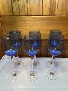 Decor Bay Goblets Set Up Six Cobalt Blue 9 1/4 Tall - Picture 1 of 4
