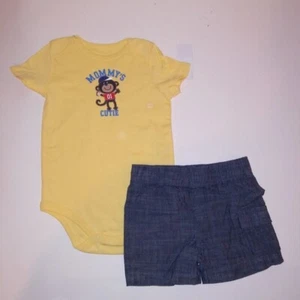 Wonderkids Boys Outfit Infant 6-9 Months Yellow Blue One Piece & Shorts - Picture 1 of 4