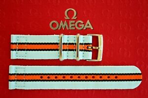 22MM NYLON RACER DIVER YACHT AVIATOR SILVER BUCKLE WATCH BAND STRAP FOR OMEGA 02