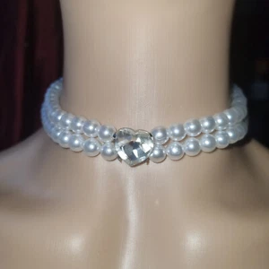 Retro Vintage Style Faux Pearl Choker Round Heart Charm Multilayer Necklace UK - Picture 1 of 14