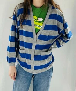 80's Vintage Amanda Smith Striped Cardigan Deadstock NWT size Pt Med - Picture 1 of 5