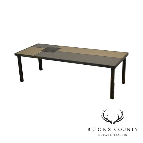 R. Mathis Tutto Metal Design Studio Crafted Iron & Stone Tile Top Coffee Table Cover