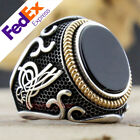 Onyx Stone 925 Sterling Silver TURKISH Handmade Luxury TUGRA Men's Ring All Size