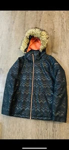 Roxy Girls Black & Coral Pink 10K DryFlight Technology Faux Fur Logo Jacket XL - Picture 1 of 7