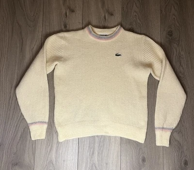 Jersey de mujer vintage Chemise Lacoste cuello redondo talla pequeña 3 crema Foto 1 de 4