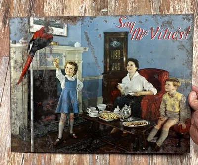 Винтажный жестяной картонный знак печенья Cadbury Say McVities 18x14"" - Изображение 1 из 4