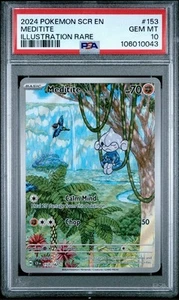2024 POKEMON SCR EN-STELLAR CROWN #153 MEDITITE ILLUSTRATION RARE PSA 10 - Picture 1 of 3