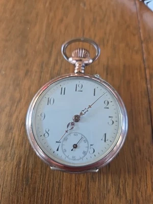 Reloj Bolsillo Plata Y Cobre Con Hermosa Parte Trasera Foto 1 de 4