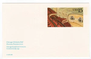 Scott #UX152 Chicago Orchestra Hall Stamped Postal Card - Picture 1 of 1