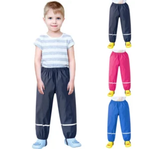 Children's Kids Rain Dungarees Mud Trousers Waterproof Breathable For Girls Boys - Picture 1 of 7