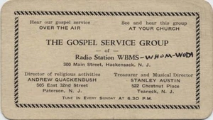 Hackensack, N.J. - "The Gospel Service Group" of Radio Station WBMS - Bus. Card - Picture 1 of 2