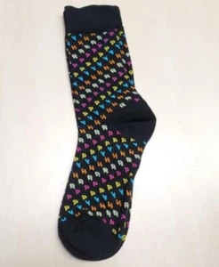 Black Colorful Festive Socks Novelty Unisex 6-12 Crazy Fun SF22 - Picture 1 of 1