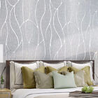 Smoky Gray Arthouse Non-woven Wallpaper Texture Sliver 3D Damask Wave Effect UK