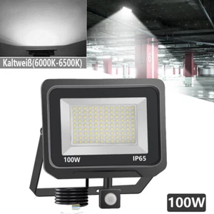 LED Fluter mit Bewegungsmelder Außen Strahler 100W Garten Lampe Scheinwerfer DE - Bild 1 von 9