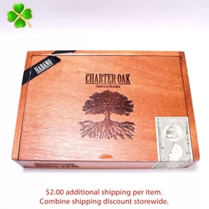 Caja de cigarros de madera vacía Charter Oak Grande Habano 9,75" x 6,75" x 2,25" - Imagen 1 de 10