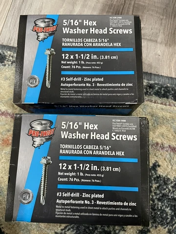 2X Grip-Rite NHWD121121 Zinc Plated Hex Head Sheet Metal Screw #12 x 1-1/2 L in Cover