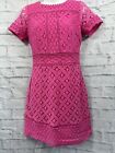 Oasis Pencil Dress Pink Lace Broderie Anglaise Size XS Short Sleeve Cotton Blend