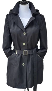 Womens Trench Coat XL DB Raincoat Windbreaker Removable Hood - Picture 1 of 9