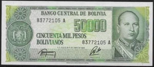 Bolivia 50,000 Pesos Bolivianos 1984 Unc - Picture 1 of 1
