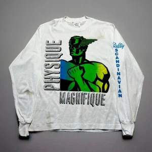 Vintage 80s Bally Scandinavian Casino Thrashed L/S Olympian Shirt Size X - Picture 1 of 11