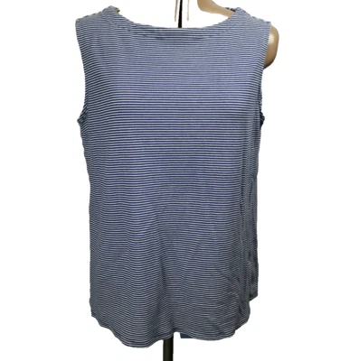 Camiseta sin mangas Croft & Barrow The Classic 100 % algodón a rayas azul y blanco 2XL Foto 1 de 4