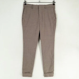 H&M Pants Mens 32 Black Tan Houndstooth Slim Fit Skinny Leg Cuffed Flat Front - Picture 1 of 9