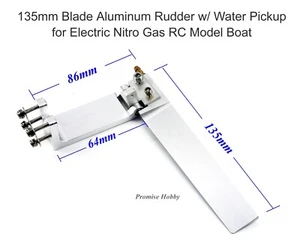135mm Blade Aluminum Rudder w/ Water Pickup for Electric Nitro Gas RC Model Boat - Picture 1 of 6