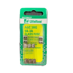Littelfuse 0AGC0002ZP AGC Fuse Assortment 3AG 250V 1A, 2A, 2.5A, & (2)3A, 5 Pack - Picture 1 of 1