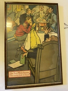 Moses Lawrence Brumenthal comic caricature framed Welsh Rarebit Print antique - Picture 1 of 6