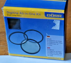 Boxed Dörr Digiline 58mm 3 piece filter kit - Skylight, CPL, +4 Closeup & case - Picture 1 of 8