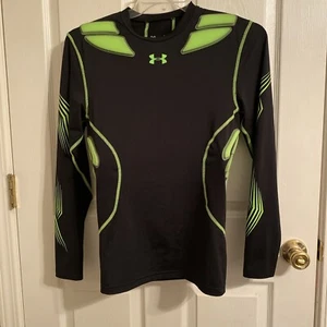 Under Armour Youth Compression Pullover Neon Black Heat Gear Sz L - Picture 1 of 3
