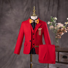 Costume de mariage rouge fleurs garçons enfants gilet jakcet pantalon 3 pièces robe formelle costume