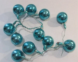 Vintage Blue Turquoise Christmas Ball Picks 11 MCM Mercury Glass 1.5" for Craft - Picture 1 of 6