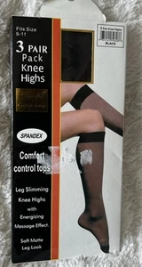 NEW VTG Tru-fit Black knee highs Spandex/ Comfort control tops One Size - Picture 1 of 6