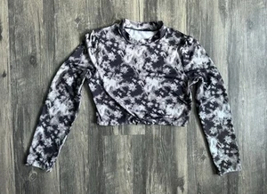 Art Class Tie-dye Long sleeves with a cropped fit Girls Swim Top SZ L Black-Gray - Picture 1 of 6