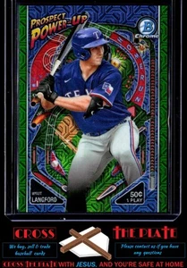 2024 Bowman Prospect Power-Up Green Mojo Wyatt Langford Rangers 66/99 #PP-3 - Picture 1 of 2