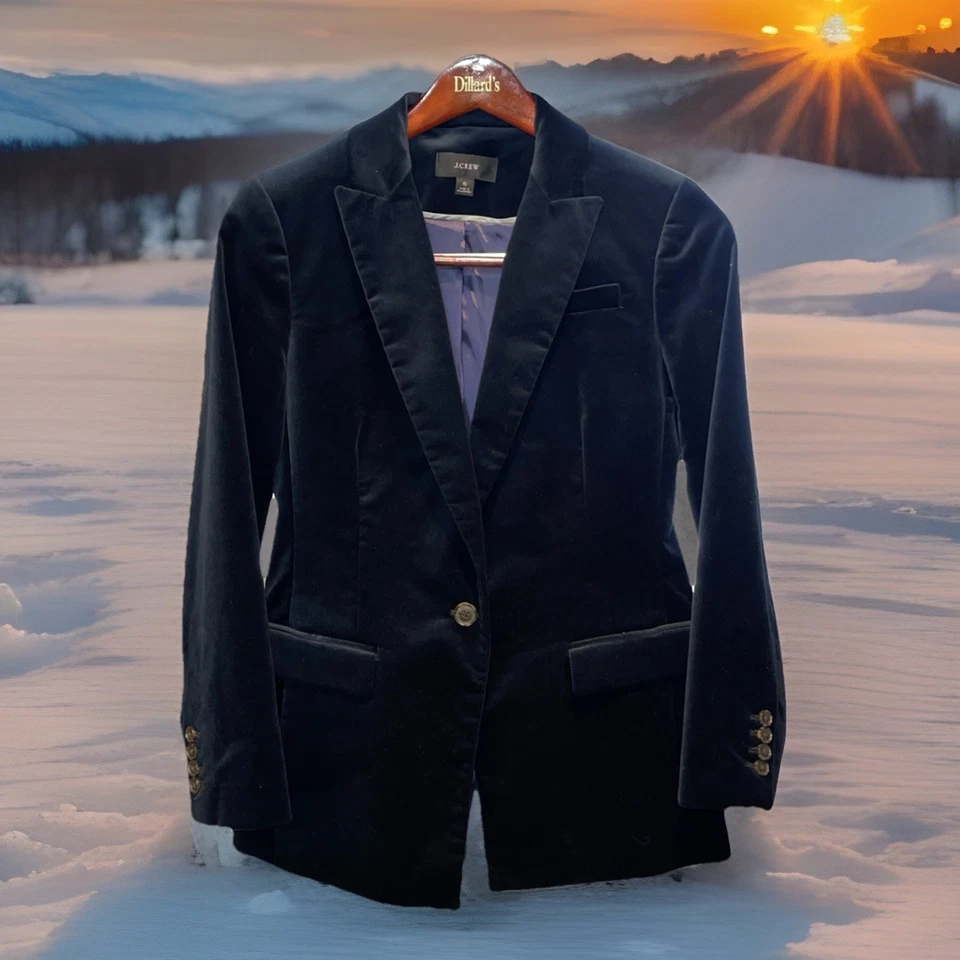 Blazer J Crew Mujer 6 Azul Marino Terciopelo Navidad Fiestas Reimaginado Foto 1 de 4