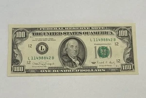 1990 US One Hundred Dollar Bill $100 San Francisco, Small Head ~ L11498842B ~ - Picture 1 of 2
