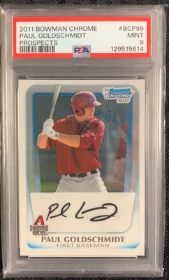 PAUL GOLDSCHMIDT 2011 BOWMAN CHROME PROSPECTS #BCP99 PSA MINT 9 - image 1 of 2