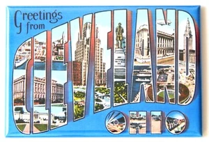 Greetings from Cleveland Ohio FRIDGE MAGNET travel souvenir "style C" - Picture 1 of 3
