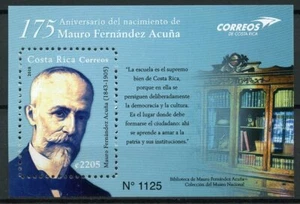 Estampillas populares de políticos Costa Rica 2018 MNH Mauro Fernández Acuña 1v M/S - Imagen 1 de 1