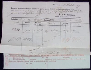 Germany railroad bill of lading Brelau 1849 Niederschlesisch-Märkische Eisenbahn - Picture 1 of 4