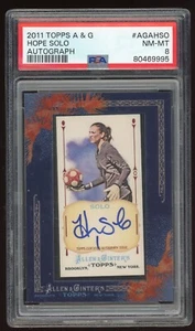 Tarjeta autografiada Hope Solo 2011 Topps Allen & Ginter #HSO "FRAMED MINI" PSA 8 - Imagen 1 de 2