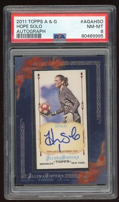 HOPE SOLO 2011 TOPPS ALLEN & GINTER #HSO "FRAMED MINI" Autograph AUTO CARD PSA 8 - Image 1 of 2