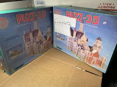 (lot of 2) 1991 WREBBIT Bavarian Castle 1000-pc 3D Puzzle PUZZ-3D COMPLETE, READ - Image 1 of 4