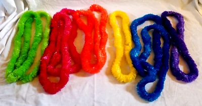 10 Pc Bright Plastic Lei Garland Luau Hawaiian Party Yellow Orange Blue Purple - Image 1 of 4