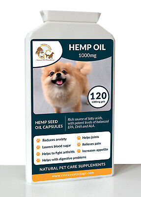 120 Hemp Seed Oil For Dogs, Hempseed Oil Dog Supplement Omega 3 & 6 • 28.19£